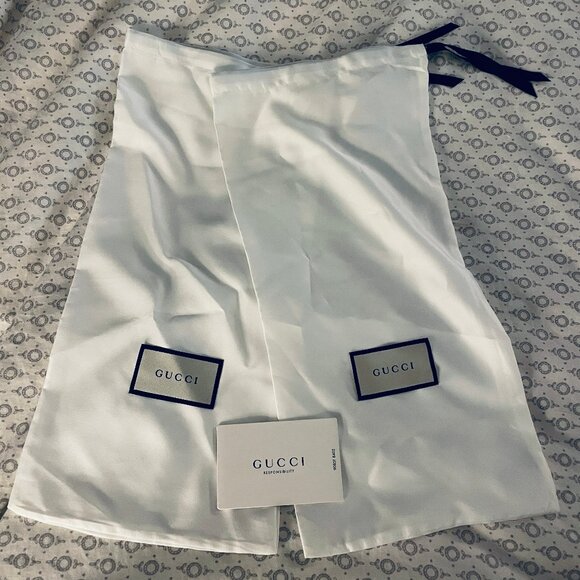 (2) Medium Sized Gucci Dust Bags with Authenticity Card, about 17" x 8" Satin - Picture 1 of 2